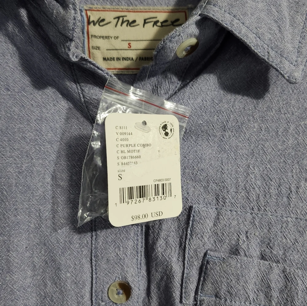 NWT Free People Button-up Shirt Women's Small Light Purple